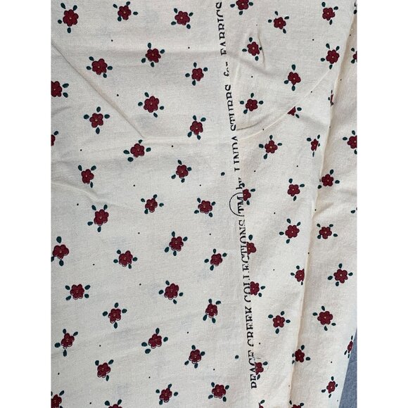 Vintage Beaver Creek Collections Cotton Floral Fabric 16" x 44" Wide With Red Fl - Picture 5 of 7